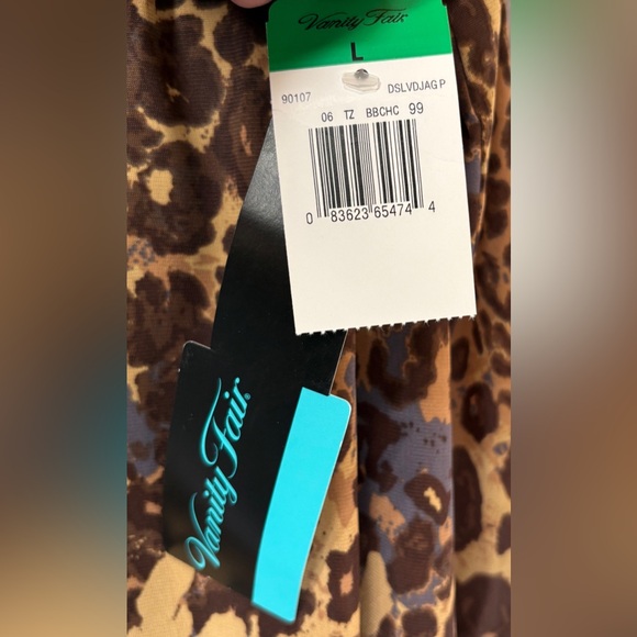 NWT Vanity Fair Leopard Print Pajama Set in Brown and Black Size L - Picture 9 of 9